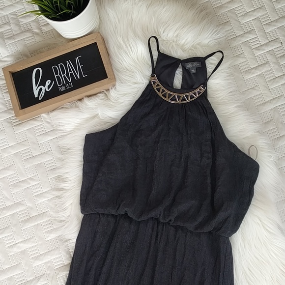 {Lily Rose} Halter Black Maxi Dress - Picture 2 of 6